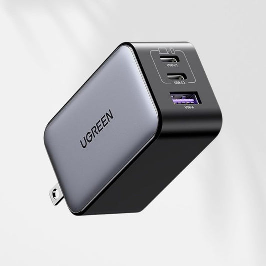 UGREEN Nexode 65W Cargador USB C GAN con 3 Puertos, Cargador Tipo C Plegable y Portátil para Viajar Compatible con MacBook Pro/Air, DELL XPS, iPhone 15 14 Pro, iPad Pro, Galaxy S24, Pixel 7