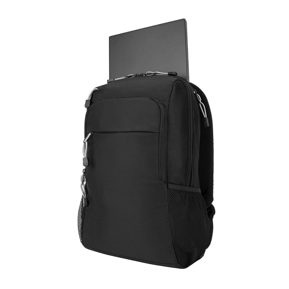 Mochila para Laptop, Mochila de 15.6 Pulgadas Color Negro, Dos bolsillos para botellas de agua, ligera y resistente al agua para viajes, delgada con soporte acolchado para la espalda