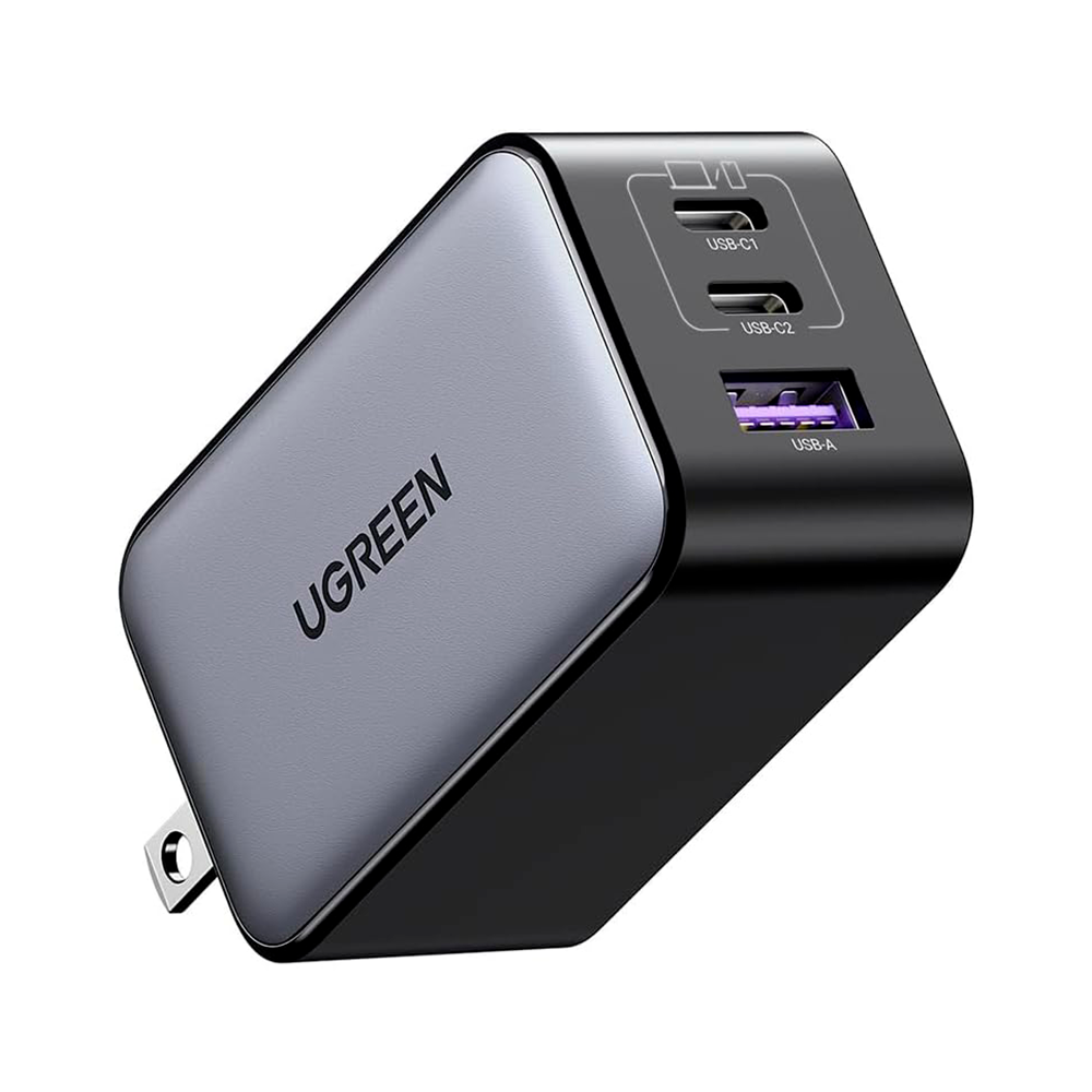 UGREEN Nexode 65W Cargador USB C GAN con 3 Puertos, Cargador Tipo C Plegable y Portátil para Viajar Compatible con MacBook Pro/Air, DELL XPS, iPhone 15 14 Pro, iPad Pro, Galaxy S24, Pixel 7